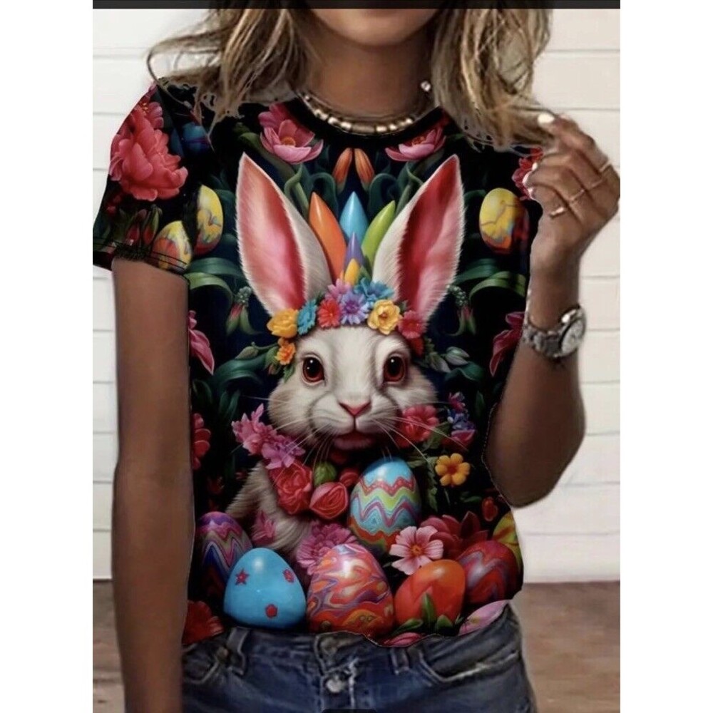 Bunny‎  Rabbit America Happy Easter Day T Shirt Sarcastic  Funny USA Gift- S